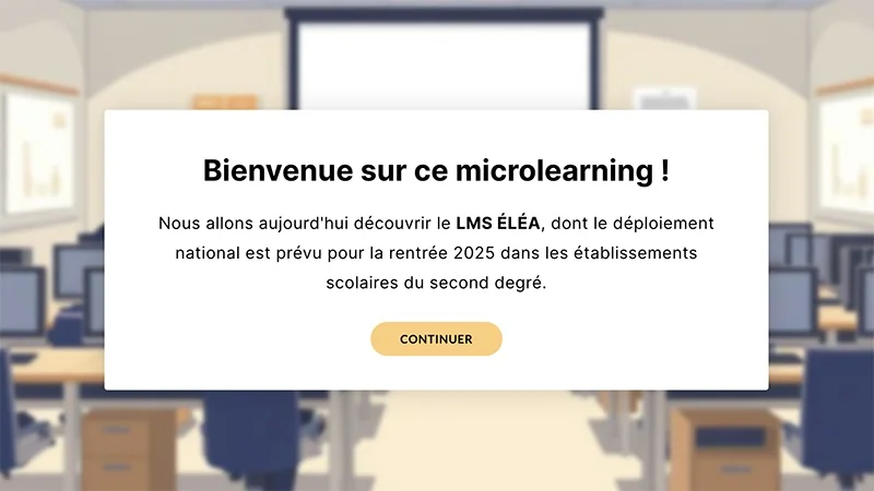 Vignette Microlearning ÉLÉA – aperçu de la page d'accueil du module