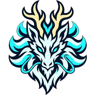 Blason de la Maison Kamo : un loup-cerf turquoise